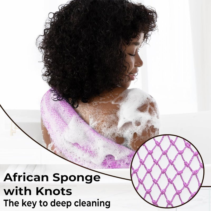 MINISENTIALS African Net Sponge Authentic - Real African Exfoliating Body Scrubber Sponge with Knots - Shower Washcloths for Exfoliator - Body Care Bathing Accessories - Image 5